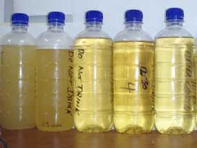 Oil Samples before and after cleaning and dehydration